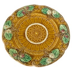 Antique Majolica Plate by Sarreguemines, Faience 19th Century, France