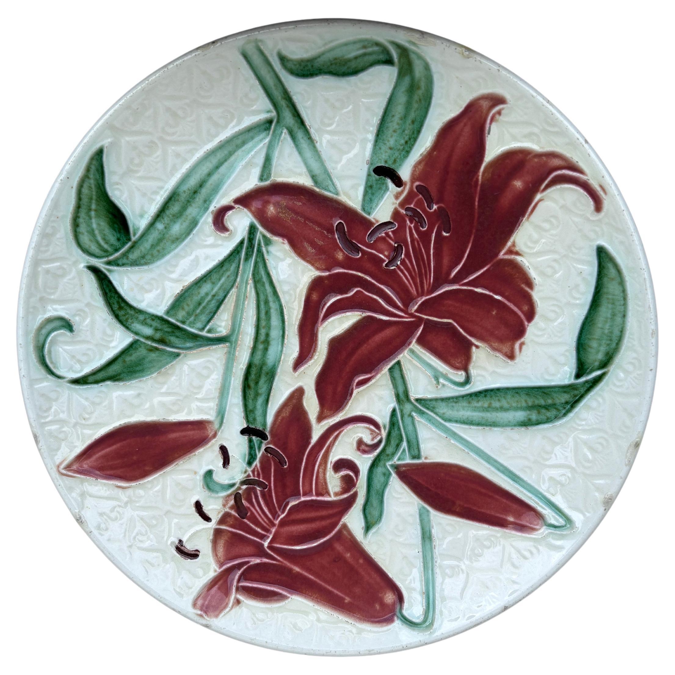 Majolica Plate Red Lillies Villeroy & Boch