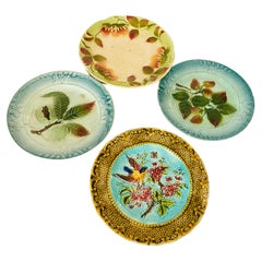 Antique Majolica Plates France circa 1880 Set of 4
