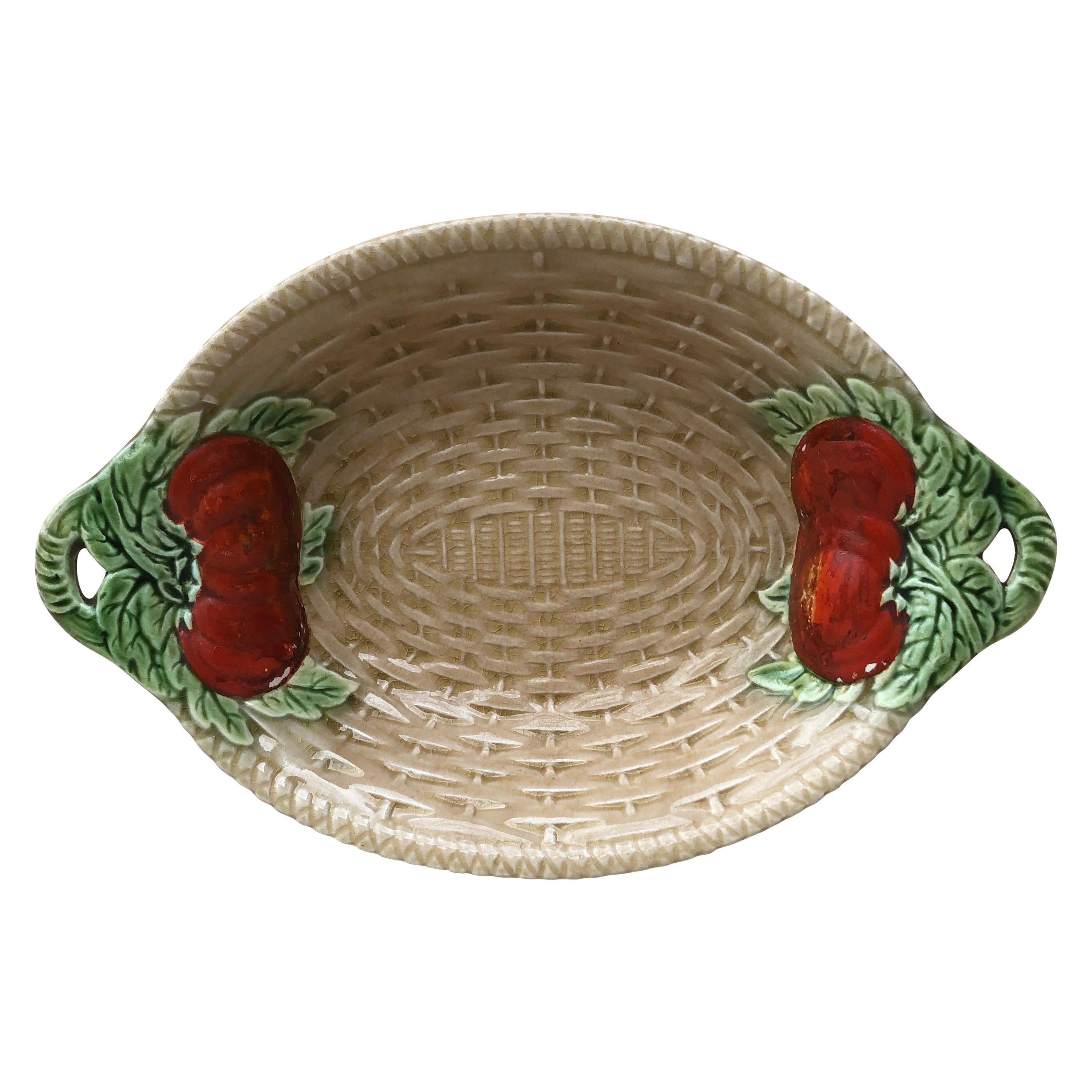 Bol à assiette en majolique avec tomates Sarreguemines, vers 1930