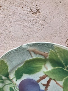 Majolica Plums Plate Keller & Guerin Saint Clement, Circa 1900