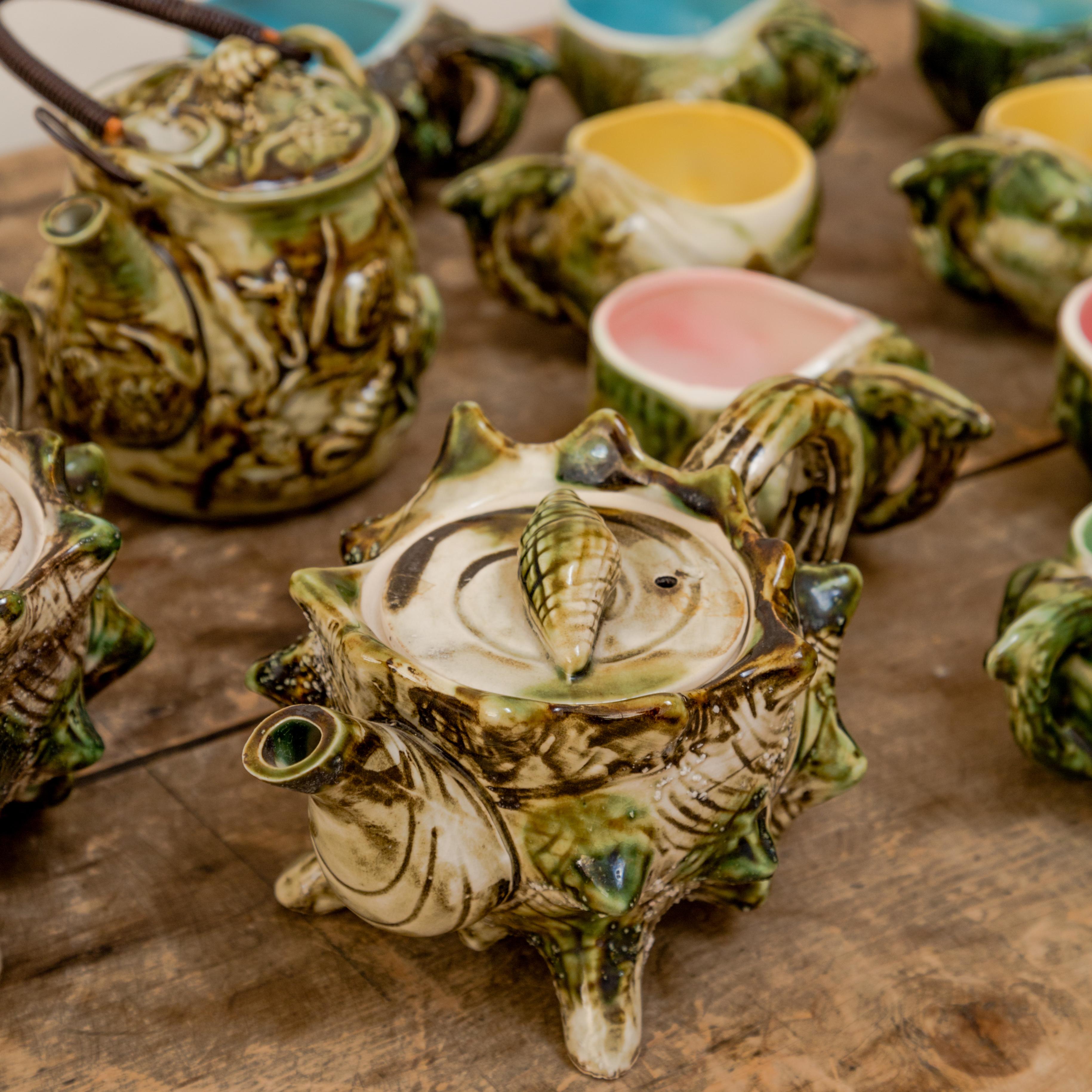 Majolica Porcelain Conch Set For Sale 2