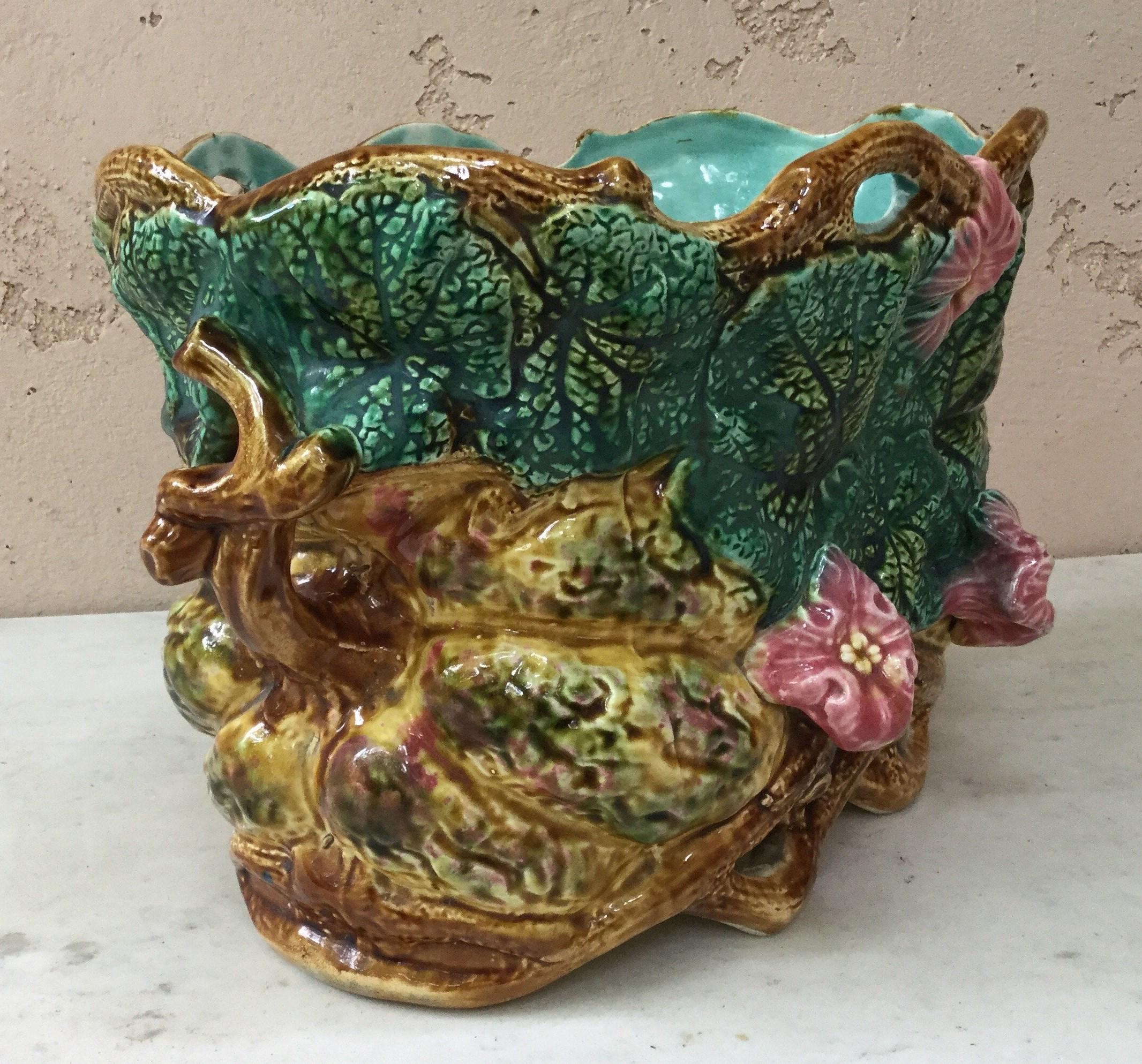 Late 19th Century Majolica Pumpkin Jardinière Onnaing, circa 1880