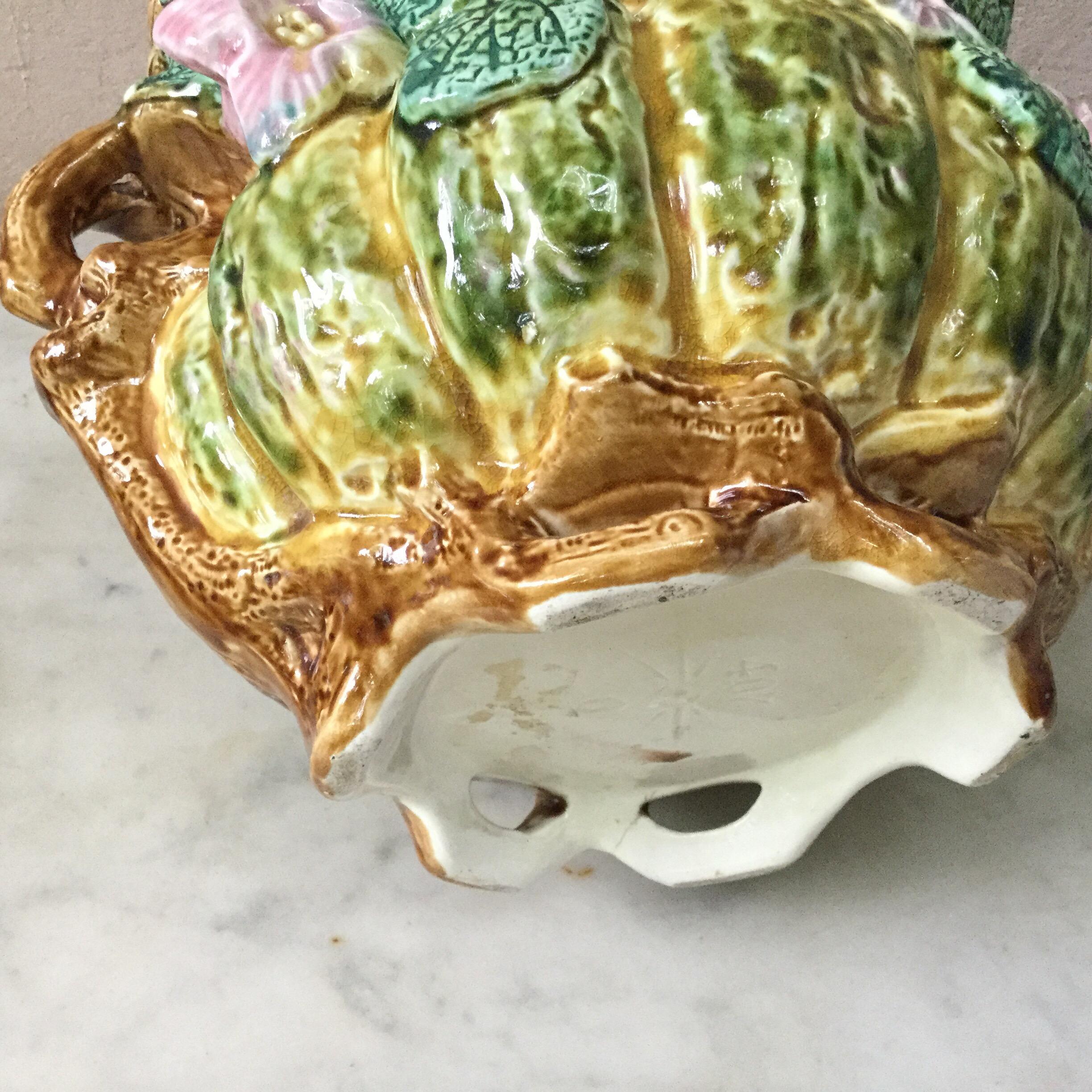 Ceramic Majolica Pumpkin Jardiniere Onnaing, circa 1880