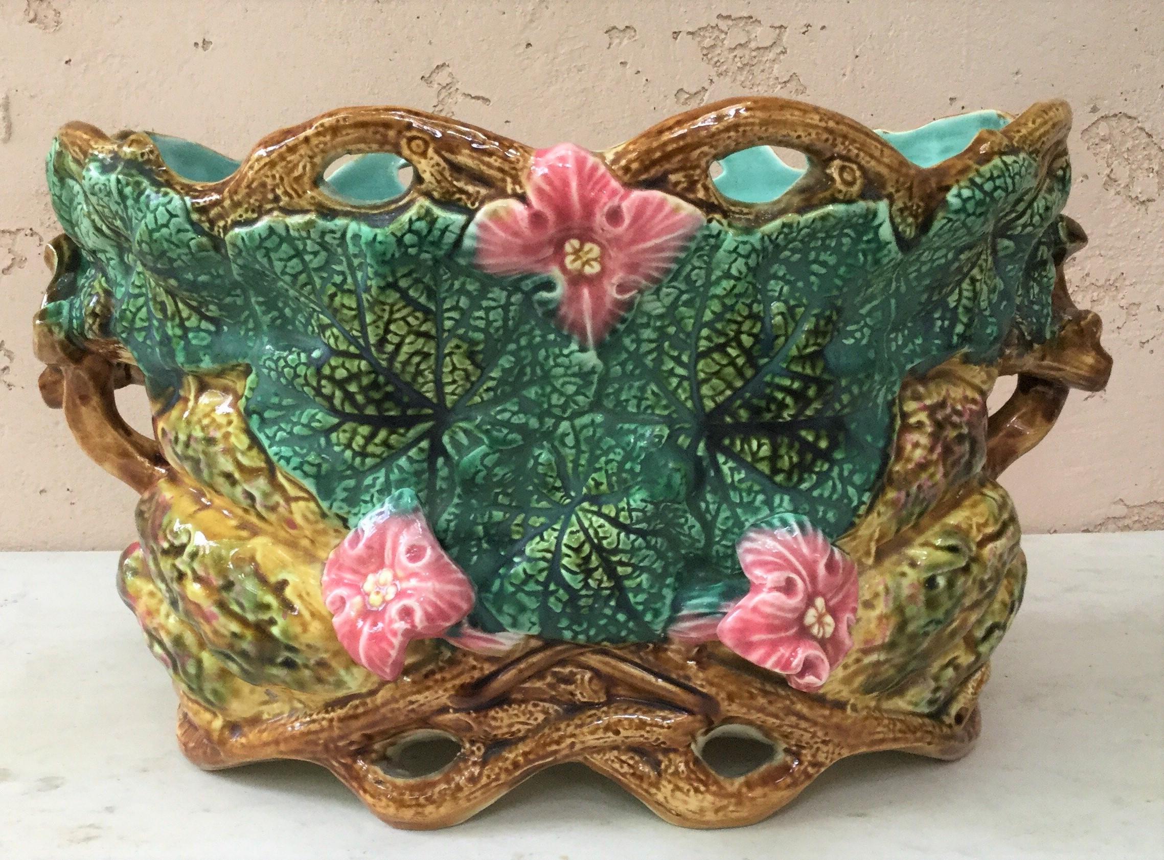 French Majolica Pumpkin Tureen Sarreguemines, circa 1930
