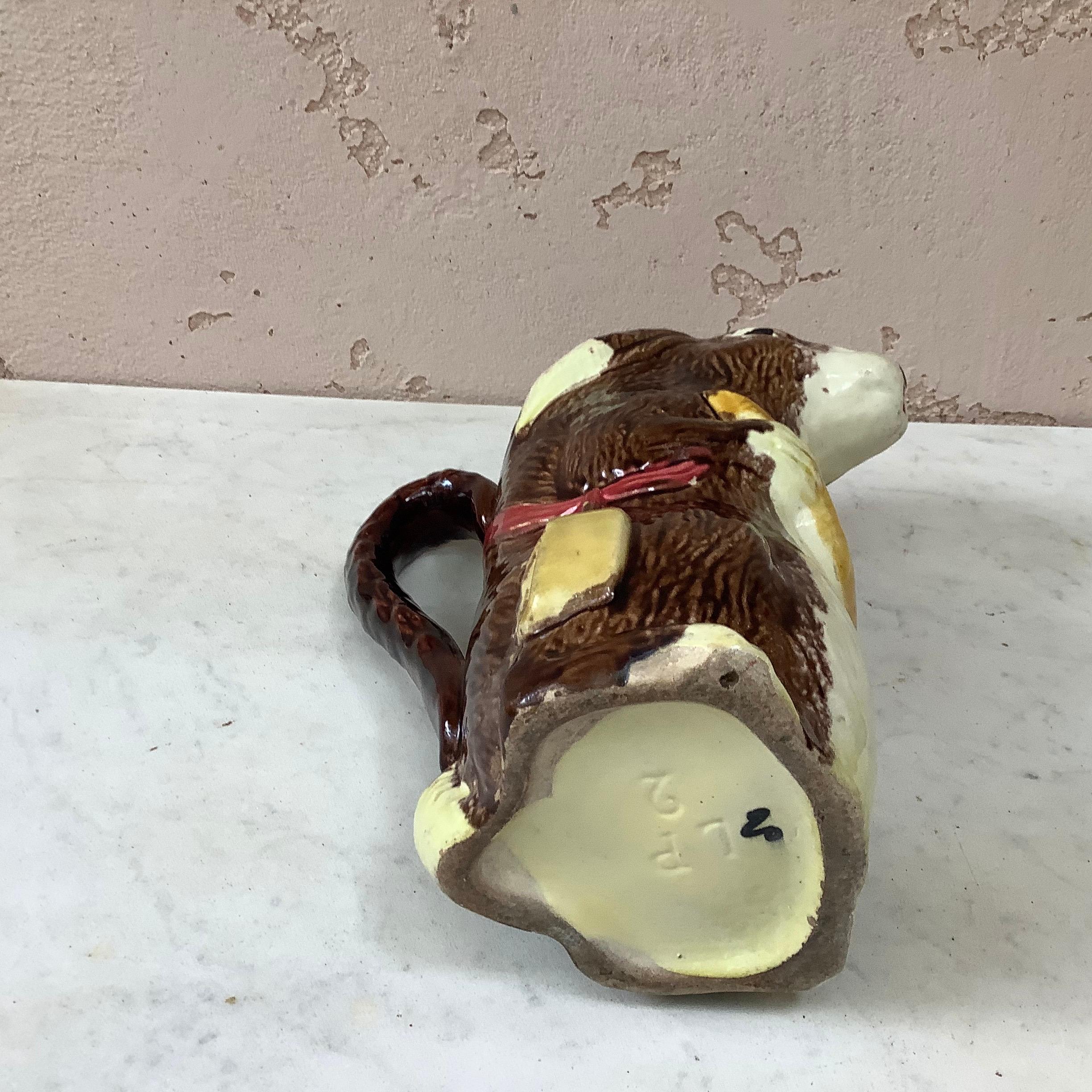 Majolica Rabbit with Carrot Pitcher Orchies, circa 1890 In Good Condition In Austin, TX