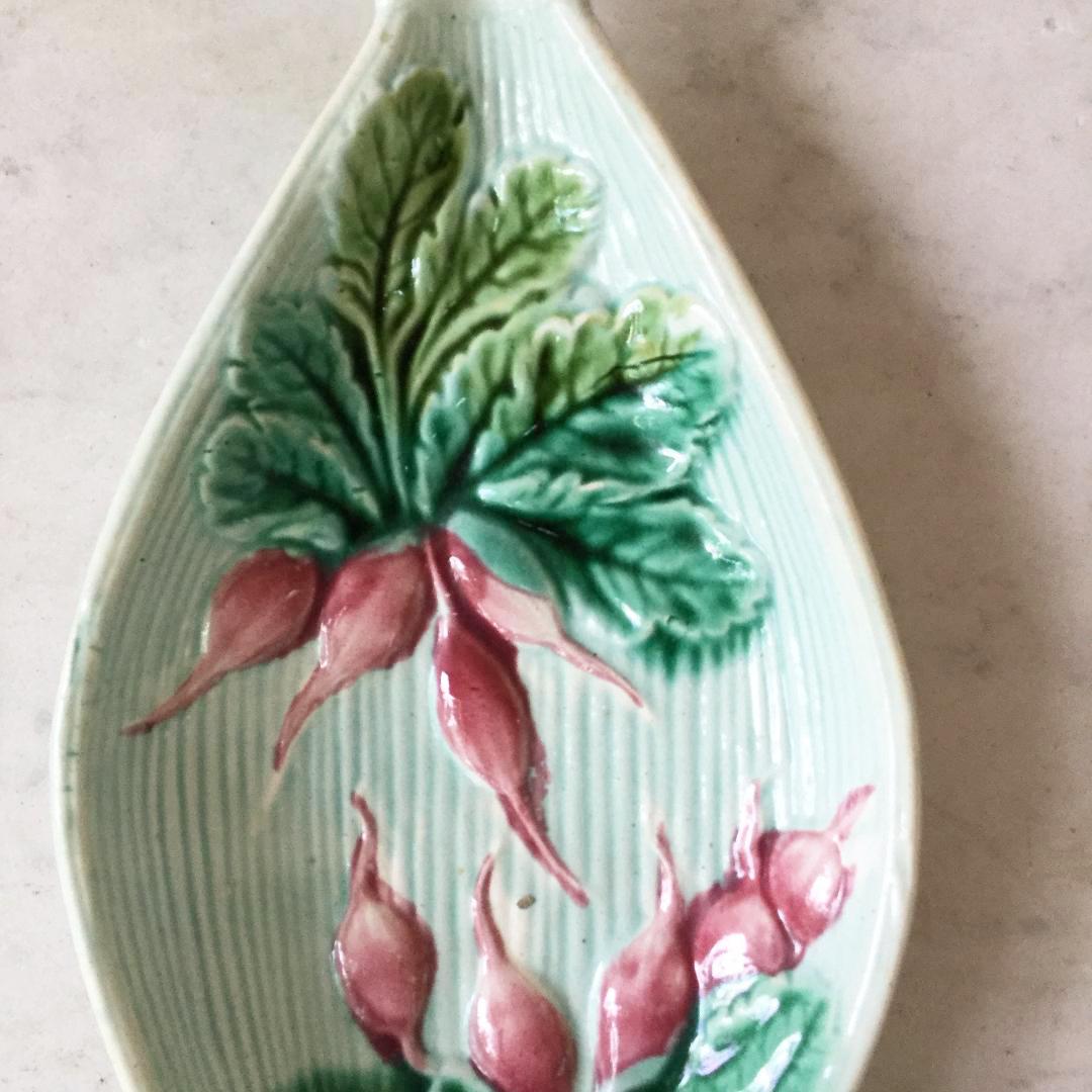 French Majolica Radish Dish Salins, circa 1880