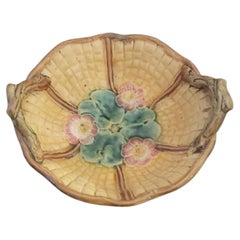 Majolica Raised Platform Serving Dish Basket Weave