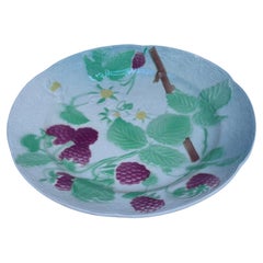 Majolica Raspberries Plate Keller & Guerin Saint Clement