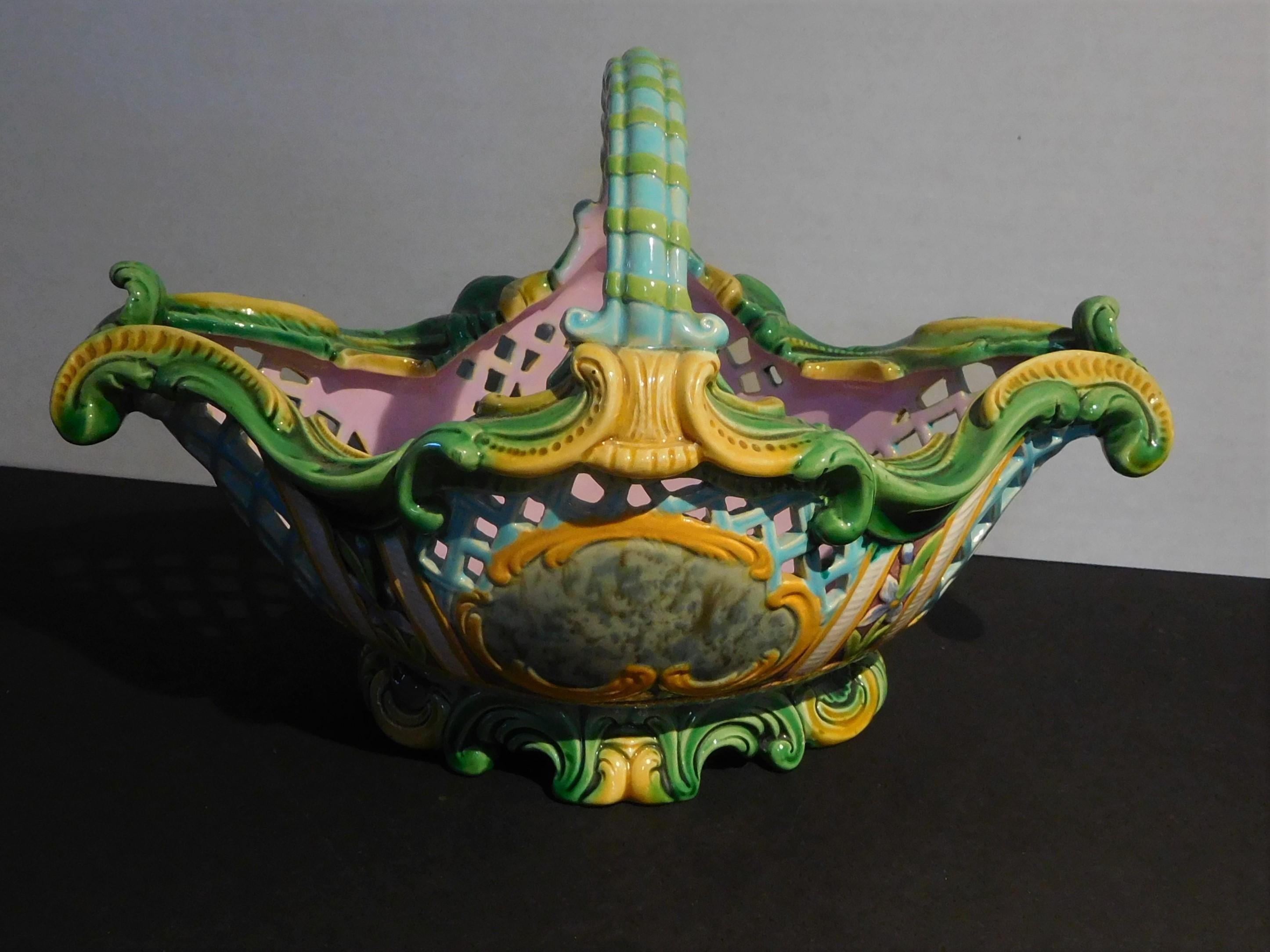 Majolica Reticulated Berry Basket Attributed to Mintons, England, 1883-1891 7