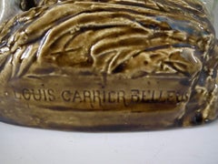 Majolica Rooster/Cockerel Vase by Louis Carrier Belleuse