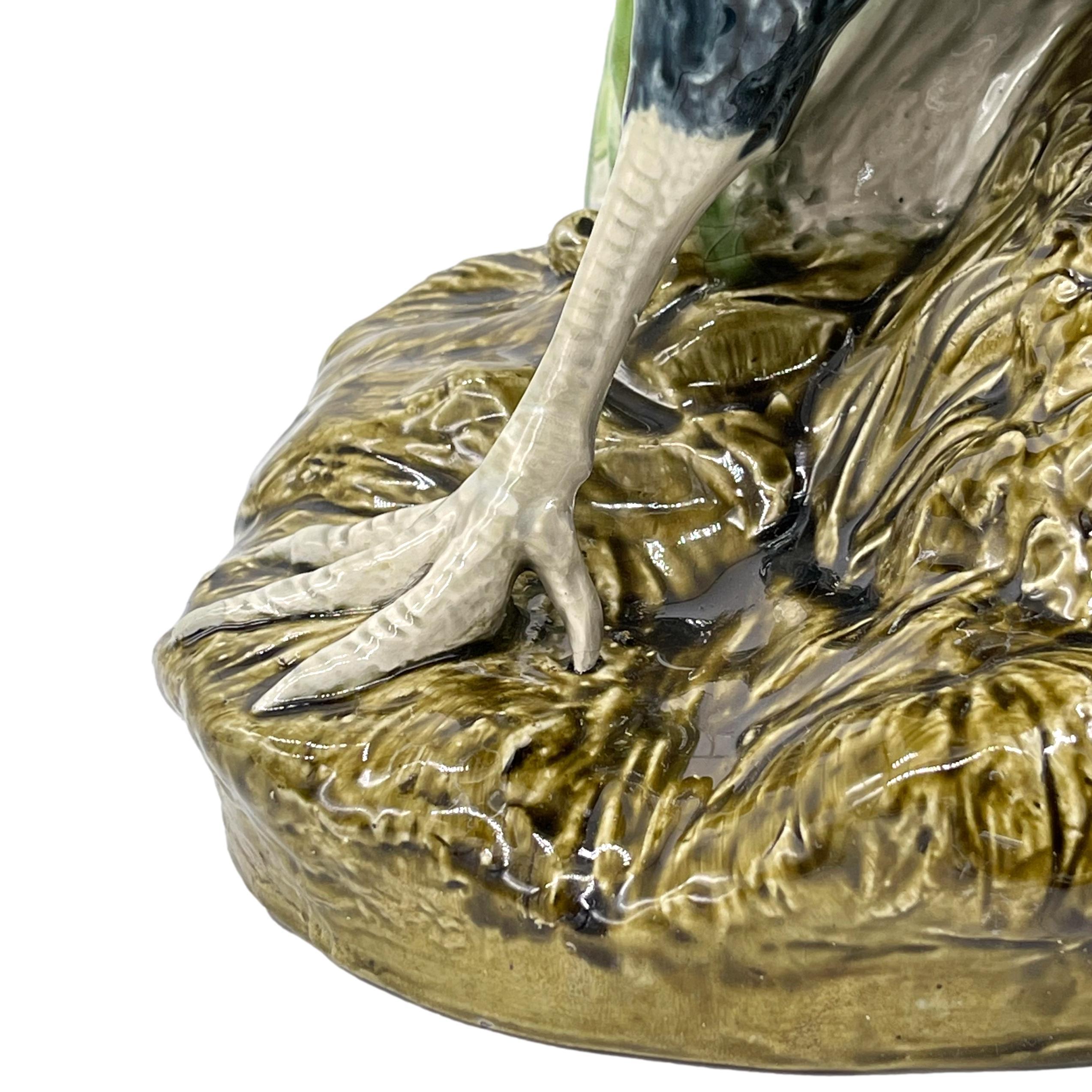 Majolica Rooster Large Spill Vase Signed Louis Carrier-Belleuse, French, ca 1890 For Sale 8