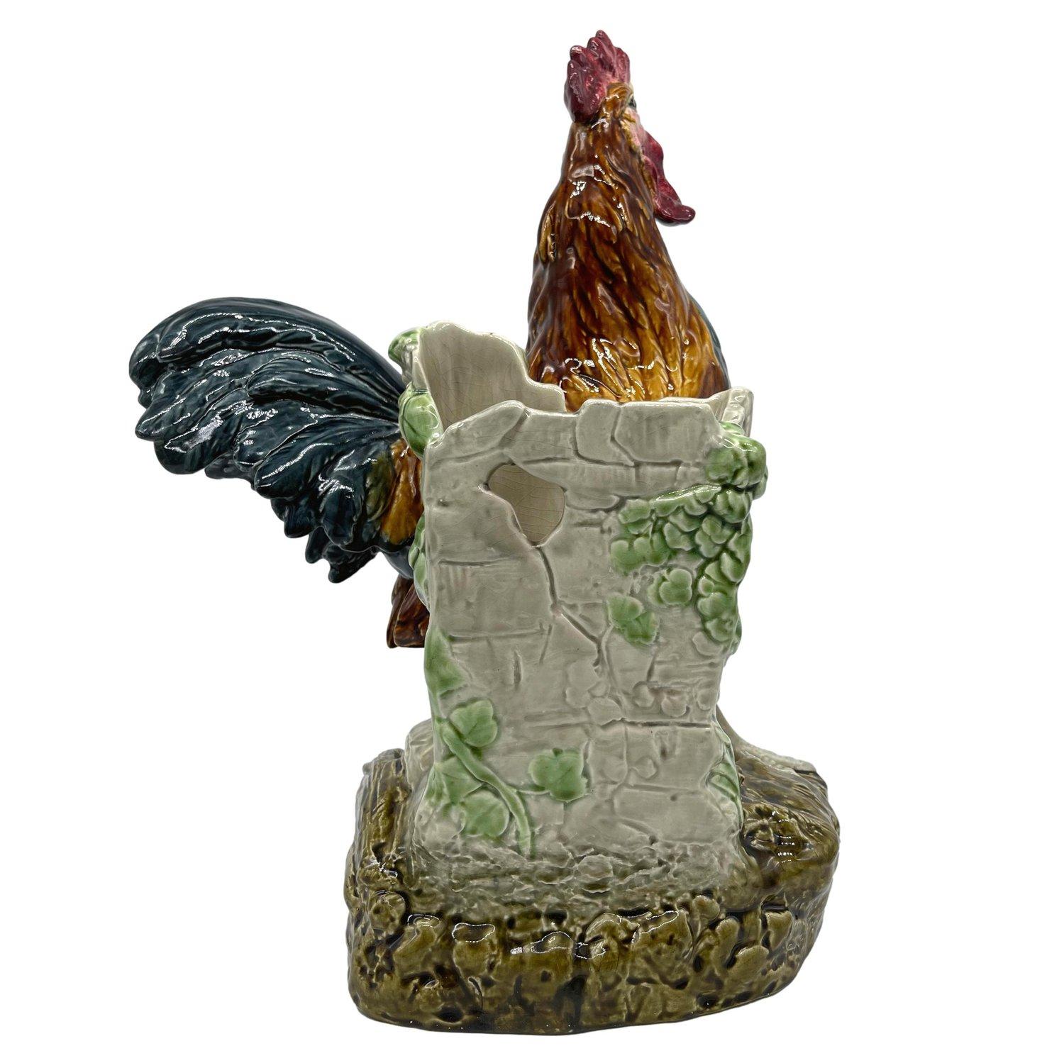 Majolika Hahn große Vase signiert Louis Carrier-Belleuse, Französisch, ca. 1890 im Zustand „Gut“ im Angebot in Banner Elk, NC