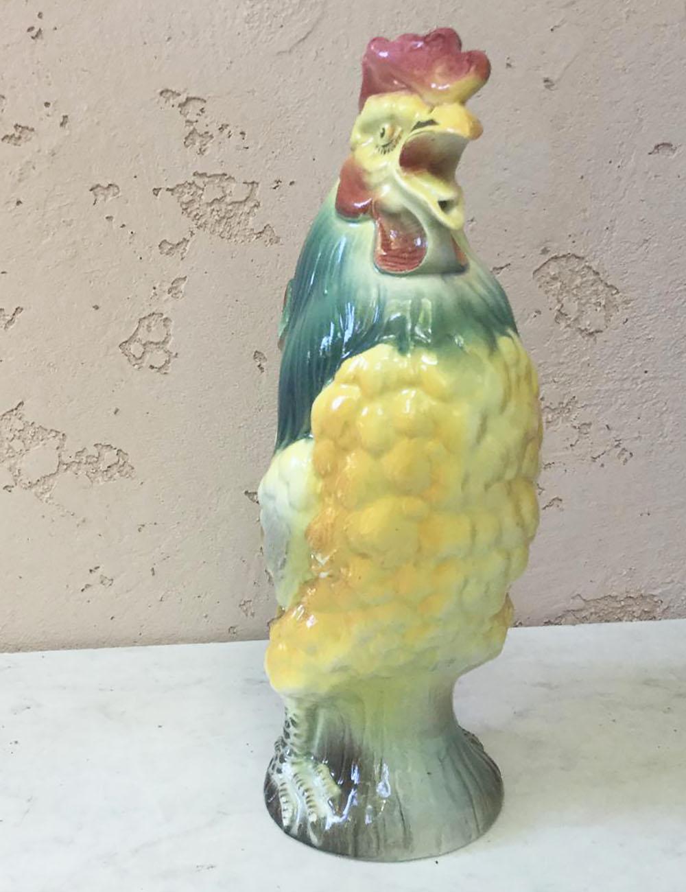 Rustic Majolica Rooster Pitcher Keller and Guerin Saint Clement