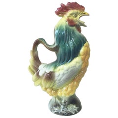Antique Majolica Rooster Pitcher Keller and Guerin Saint Clement