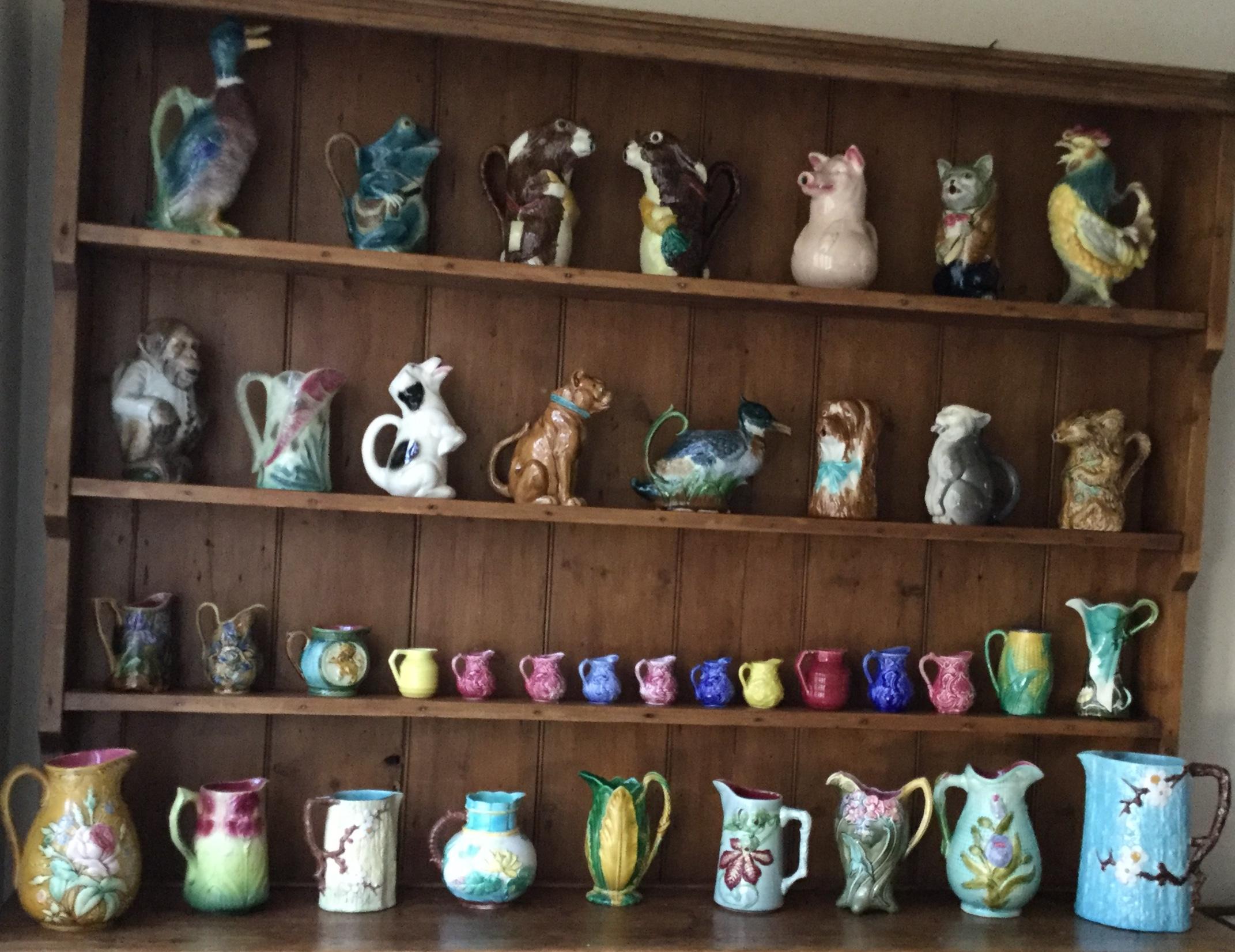 Ceramic Majolica Rose Pitcher, circa 1890