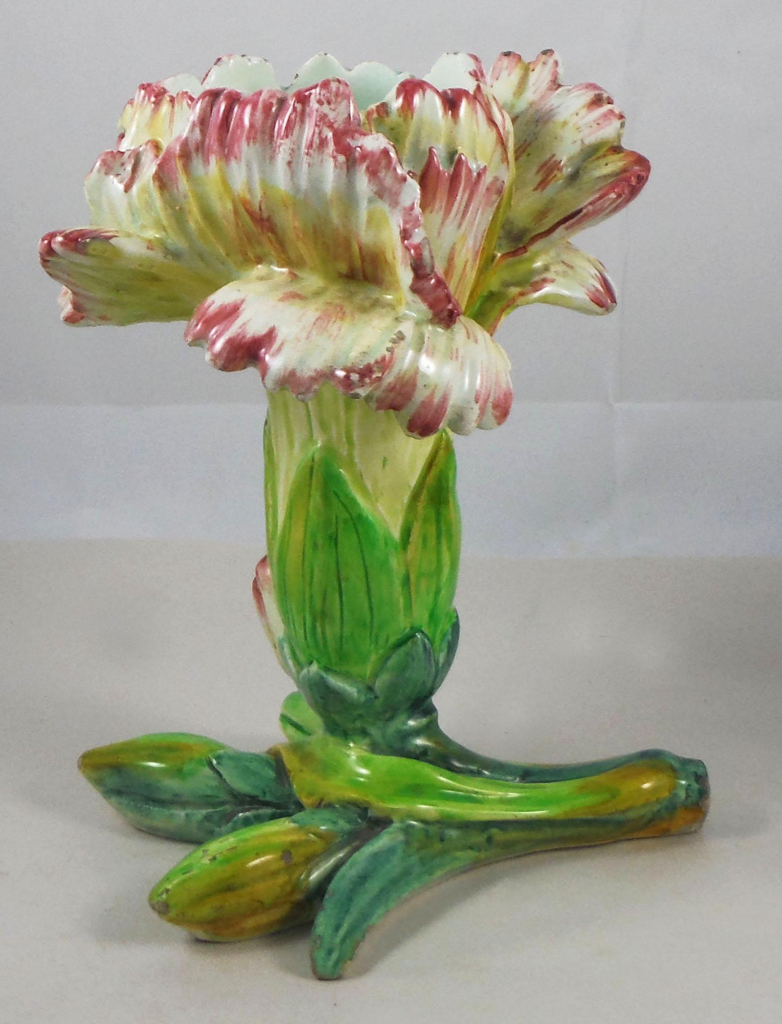 Majolica Rose Vase Delphin Massier, circa 1890 For Sale 3