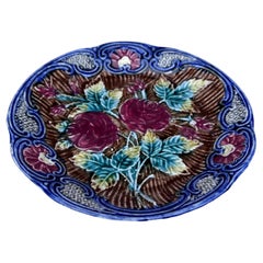 Majolica Roses Plate Wasmuel, circa 1890