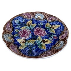 Majolica Roses Plate Wasmuel, circa 1890