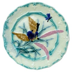 Piatto per uccelli in maiolica di Saint Amand, 1890 circa