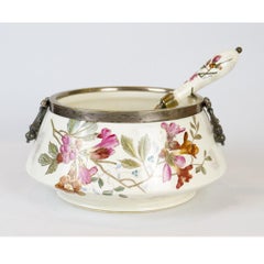 Majolica Salad Bowl with Spoon, Italy, Second Half of the 19th Century