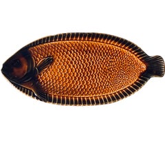 Majolica Sarreguemines Fish Service, 1950s, set of 3