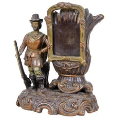 Majolica Sculpture Vase with Photo Frame by J. Maresch, Austria, circa 1880