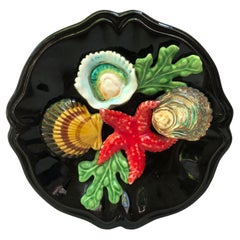 Majolica Sealife Oysters Platter Vallauris, circa 1950