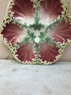 Majolica Seaweeds Oyster Plate Keller and Guerin Saint Clement, circa 1890