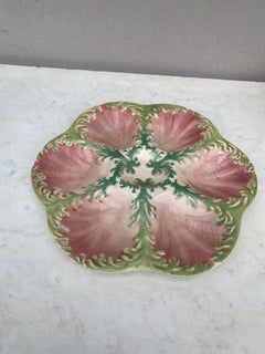 Majolica Seaweeds Oyster Plate Keller and Guerin Saint Clement, circa 1890
