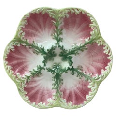 Majolica Seaweeds Oyster Plate Keller and Guerin Saint Clement, circa 1890