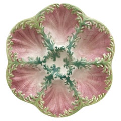 Majolica Seaweeds Oyster Plate Keller and Guerin Saint Clement, circa 1890