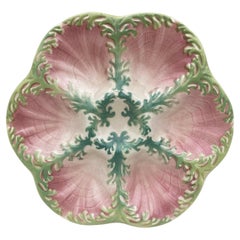 Antique Majolica Seaweeds Oyster Plate Keller and Guerin Saint Clement, circa 1890
