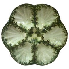 Majolica Seaweeds Oyster Plate Keller et Guerin Saint Clement