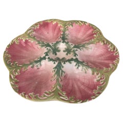 Majolica Seaweeds Oyster Plate Keller & Guerin Saint Clement, circa 1890