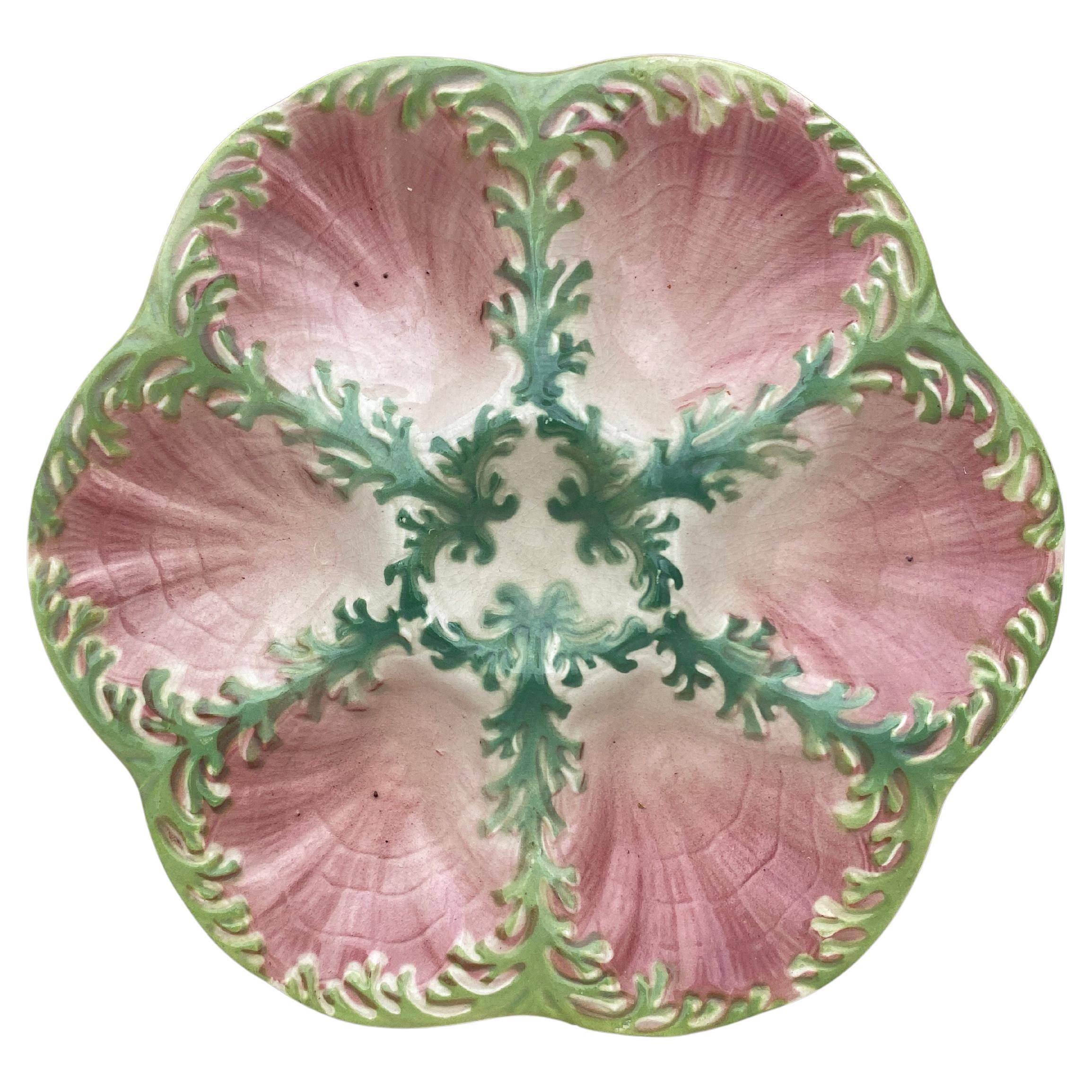 Piatto per ostriche in maiolica Keller & Guerin Saint Clement, circa 1890