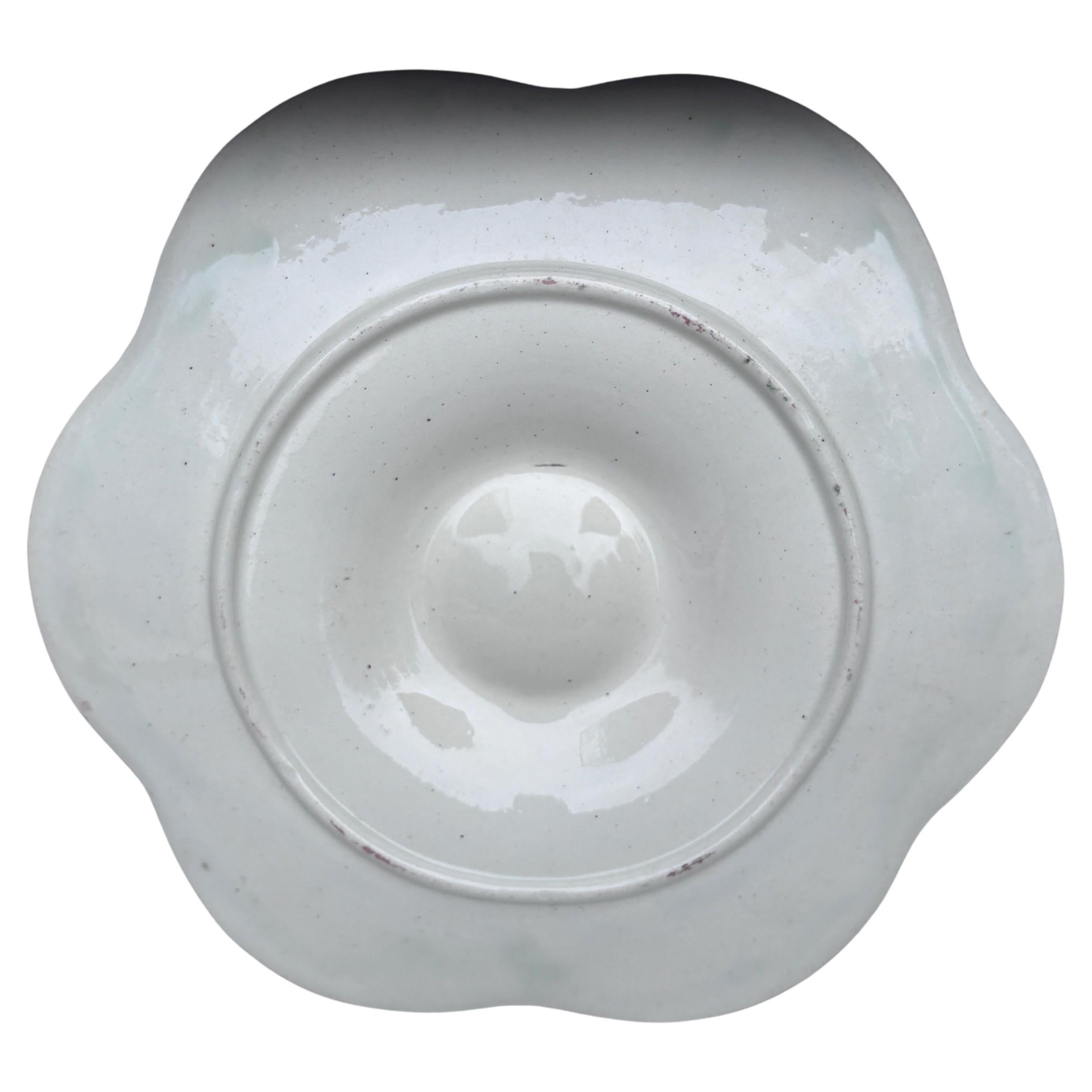 French Majolica Seaweeds Oyster Plate Keller & Guerin Saint Clement For Sale