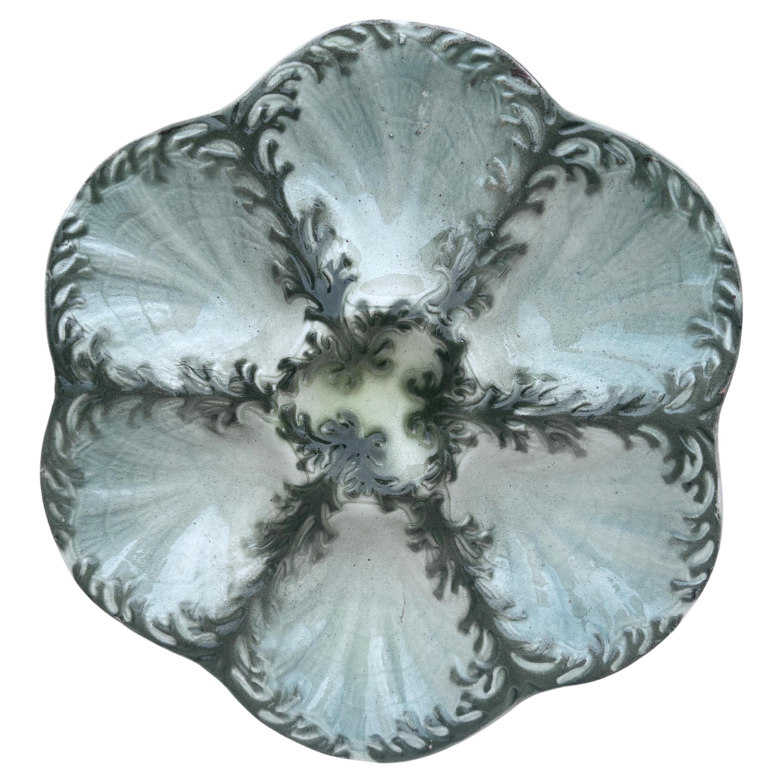 Majolica Seaweeds Oyster Plate Keller 
Guerin Saint Clement For Sale