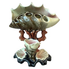 Majolica Shell and Coral Vase Choisy Le Roi, circa 1890