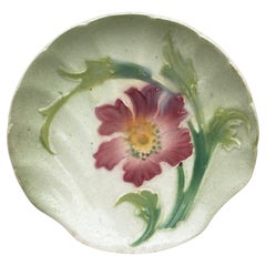 Plat à coquille en majolique Keller & Guerin Saint Clement Circa 1900
