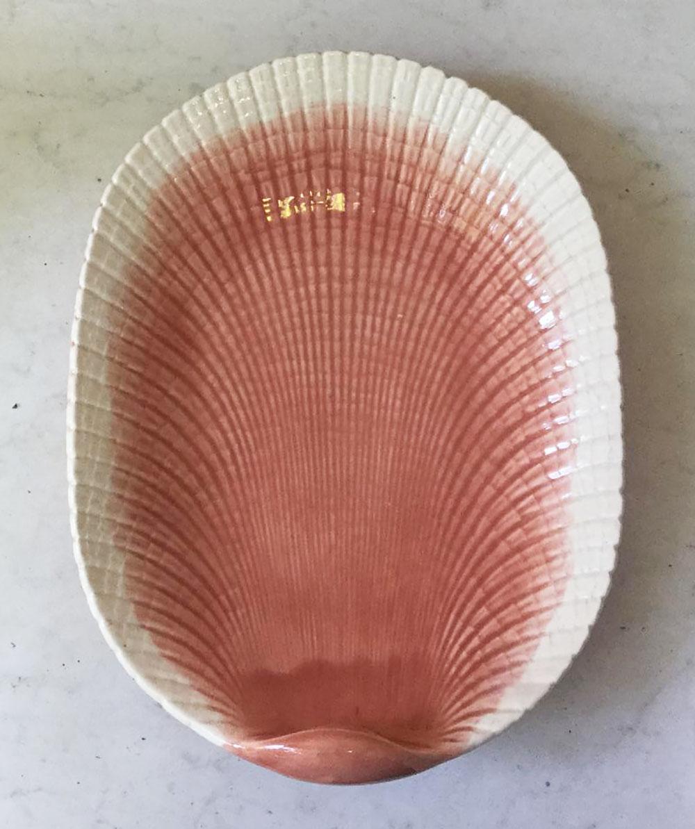 French Majolica Shell Platter Dish Sarreguemines, circa 1880