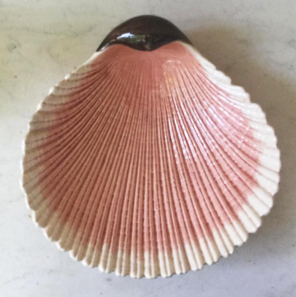 Majolica shell coral platter or dish signed Sarreguemines, circa 1890.