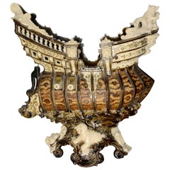 Majolica Ship Surrounded by Animals, Late 19th Century