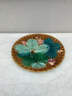 Majolica Strawberries Plate Clairefontaine, circa 1890