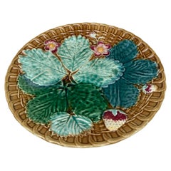 Majolica Strawberries Plate Clairefontaine, circa 1890