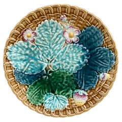 Antique Majolica Strawberries Plate Clairefontaine, circa 1890