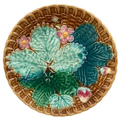 Majolica Strawberries Plate Clairefontaine, circa 1890