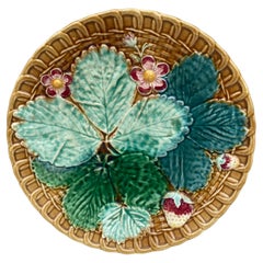 Majolica Strawberries Plate Clairefontaine, circa 1890