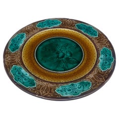 Piatto di fragole in maiolica Sarreguemines, 1870 circa