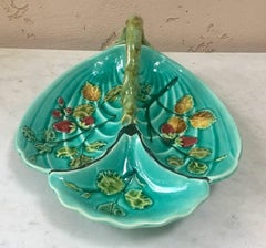 Majolica Strawberry Handled Server Luneville, circa 1880